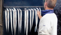 Frischer Seefisch und geräucherte Spezialitäten in den Fischbuden von Miesdroj.